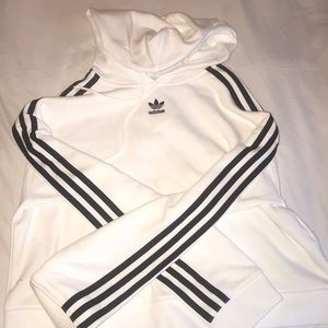 Adidas White Cropped Hoodie